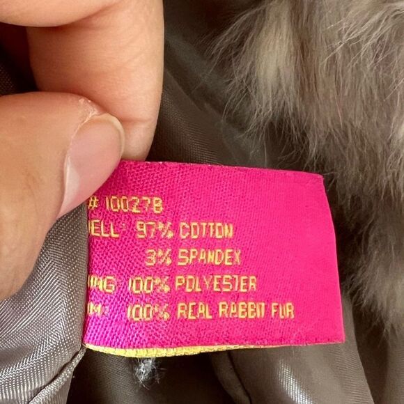 Jennyfer J. || 90's Tan Corduroy Rabbit Fur Y2K Style Pocket Jacket - Picture 5 of 14